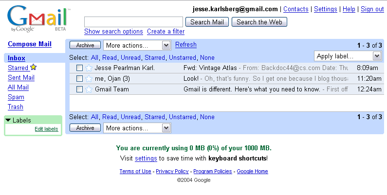 Gmail (beta) Inbox Gmail (beta) Inbox