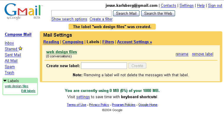 Gmail (beta) Labels Gmail (beta) Labels